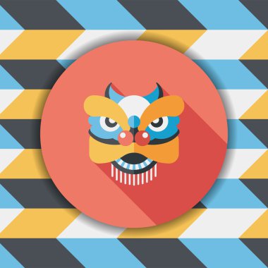 Çin yeni yılı düz simgesi ile uzun gölge, eps10, dragon ve