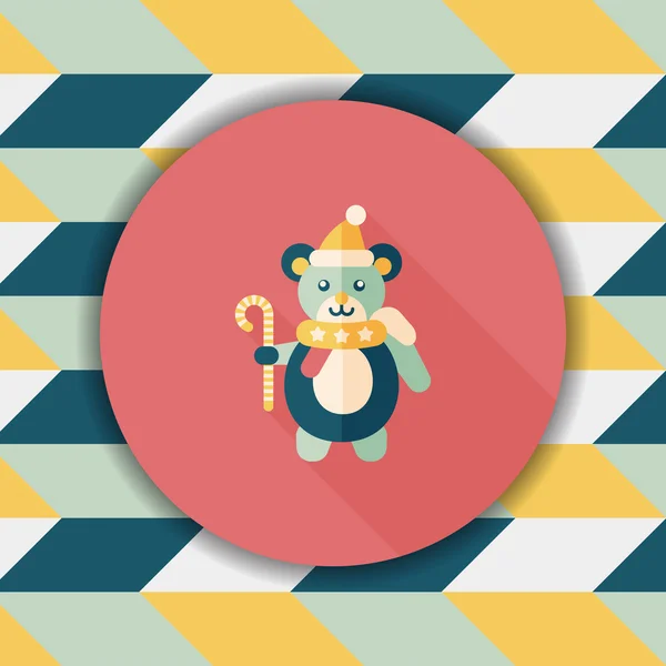 Christmas teddy bear flat icon with long shadow,eps10 — Stock Vector