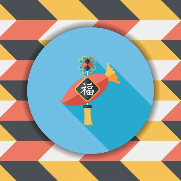 Nouvel an chinois icône plate avec ombre portée, eps10, r blanc chanceux — Διανυσματικό Αρχείο