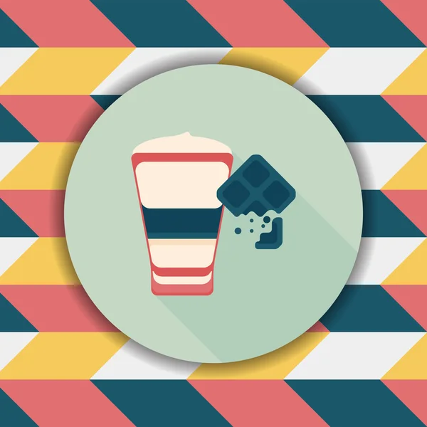Café avec icône plate chocolat avec ombre longue, eps10 — Image vectorielle