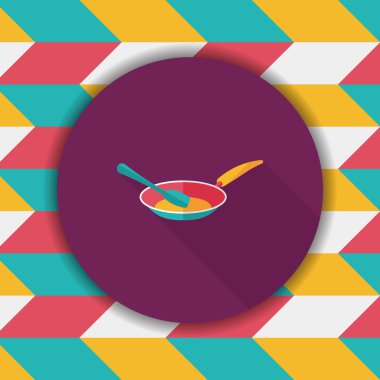 Uzun Gölge, eps ile mutfak eşyaları kızartma tavası ve kürek düz simgesi