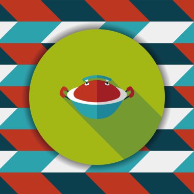 Uzun Gölge, eps10 ile mutfak eşyaları pot düz simgesi