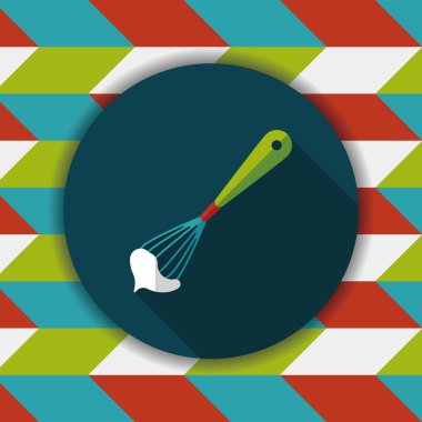 Uzun Gölge, eps10 ile mutfak eşyaları çırpıcı düz simgesi