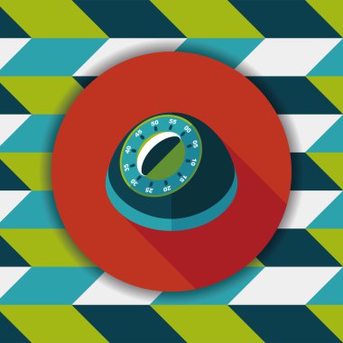 Uzun Gölge, eps10 ile mutfak eşyaları Zamanlayıcı düz simgesi