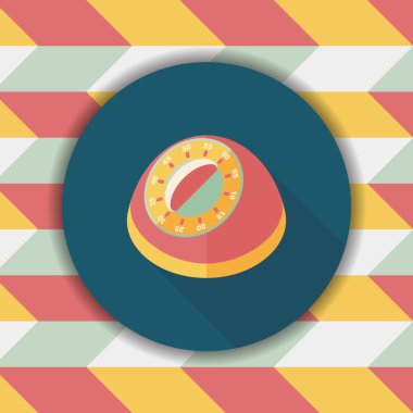 Uzun Gölge, eps10 ile mutfak eşyaları Zamanlayıcı düz simgesi