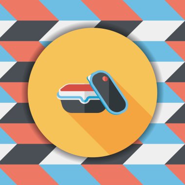 kapsayıcı düz simgesi uzun gölge, eps1 ile koruma mutfak eşyaları