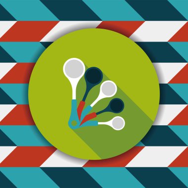 Uzun Gölge, eps10 ile mutfak eşyaları kaşık düz simgesi