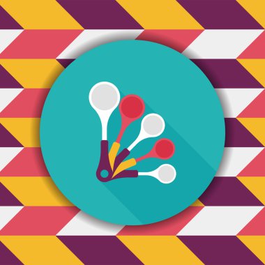 Uzun Gölge, eps10 ile mutfak eşyaları kaşık düz simgesi