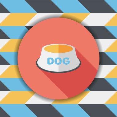 Uzun Gölge, eps10 ile evde beslenen hayvan köpek kase düz simgesi