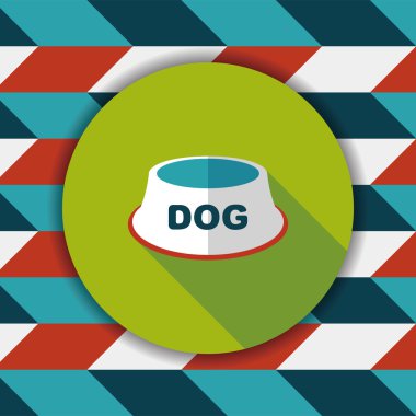 Uzun Gölge, eps10 ile evde beslenen hayvan köpek kase düz simgesi