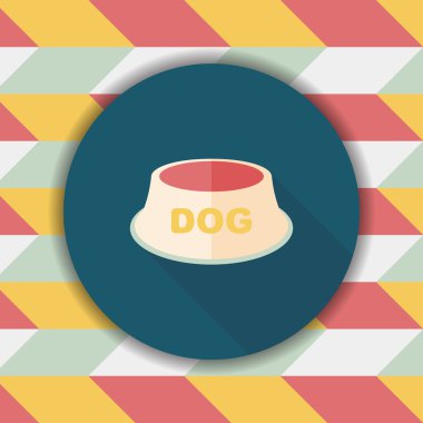 Uzun Gölge, eps10 ile evde beslenen hayvan köpek kase düz simgesi