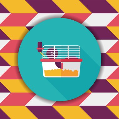 Evde beslenen hayvan fare kafesi düz simgesi ile uzun gölge, eps10