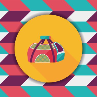 Evde beslenen hayvan köpek seyahat kafes düz simgesiyle uzun gölge, eps10