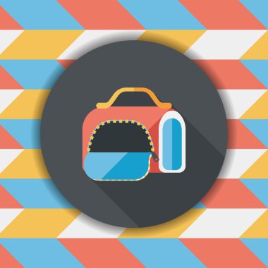 Evde beslenen hayvan köpek seyahat kafes düz simgesiyle uzun gölge, eps10