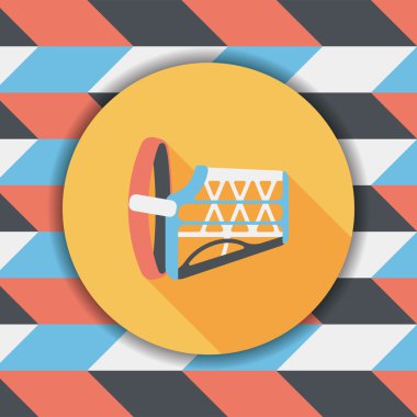 Evde beslenen hayvan köpek ağız kapak düz simgesiyle uzun gölge, eps10