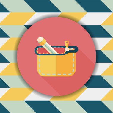 긴 그림자, eps10와 함께 연필 상자 플랫 아이콘