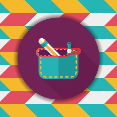 긴 그림자, eps10와 함께 연필 상자 플랫 아이콘