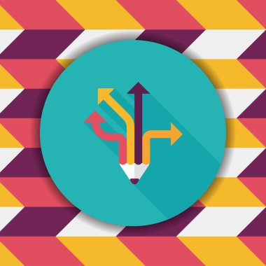 kalem şerit ok düz simgesi ile uzun gölge, eps10