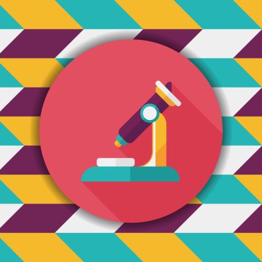 uzun gölge ile mikroskop düz simgesi