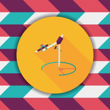 Pusula kalem düz simgesi ile uzun gölge, eps10