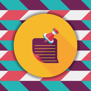 Not kağıdı düz simgesi ile uzun gölge, eps10