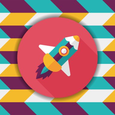 kalem roket düz simgesi ile uzun gölge, eps10