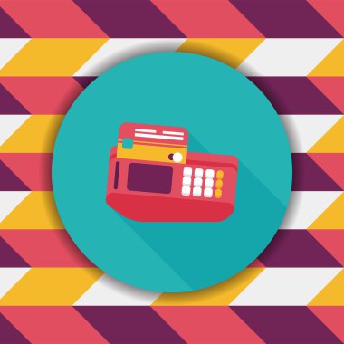 Uzun Gölge, eps10 ile alışveriş kredi kartı makine düz simgesi