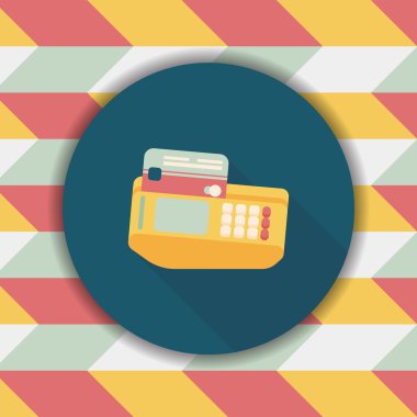 Uzun Gölge, eps10 ile alışveriş kredi kartı makine düz simgesi