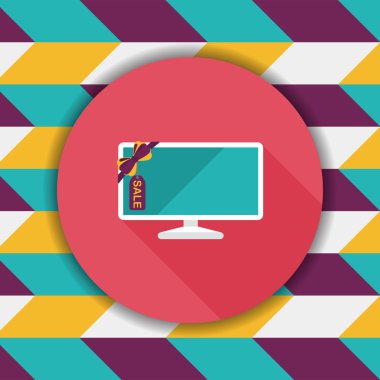 Satılık tv düz simgesi uzun gölge, eps10 ile alışveriş