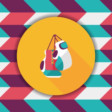 Boks eldivenleri düz simgesi ile uzun gölge, eps10