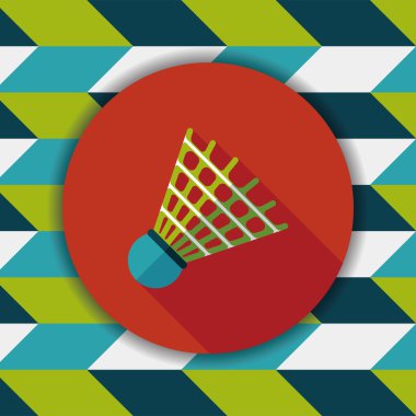 Badminton topu uzun gölge, eps10 düz simgesiyle