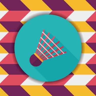 Badminton topu uzun gölge, eps10 düz simgesiyle