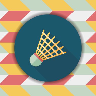 Badminton topu uzun gölge, eps10 düz simgesiyle