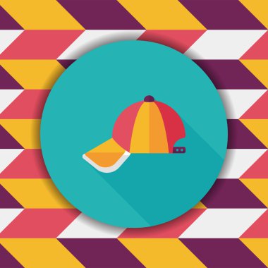 beyzbol kap düz simgesi ile uzun gölge, eps10