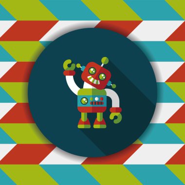 Vintage robot uzun gölge, eps 10 düz simgesi