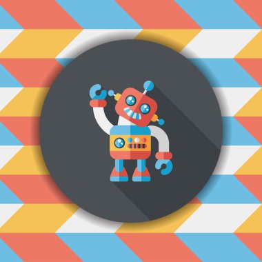 Vintage robot uzun gölge, eps 10 düz simgesi