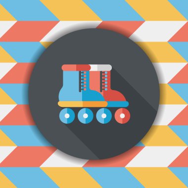 uzun gölge ile paten düz simgesi