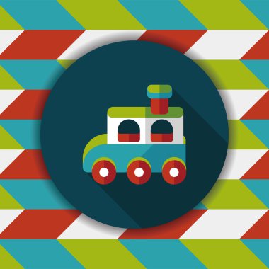 Tren oyuncak uzun gölge, eps 10 düz simgesiyle