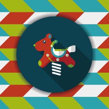 Bahçesi oyuncak at düz simgesiyle uzun gölge, eps10