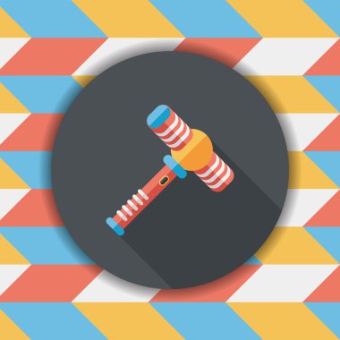 oyuncak çekiç düz simgesi ile uzun gölge, eps10