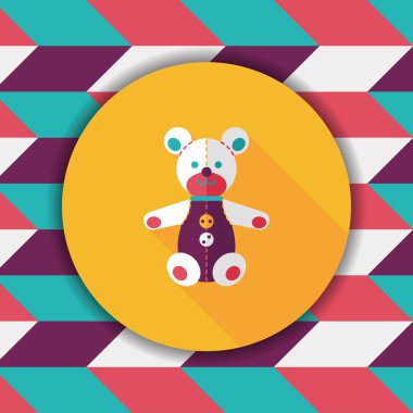 oyuncak ayı uzun gölge düz simgesi