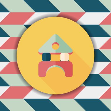 uzun gölge ile tuğla ev düz simgesi