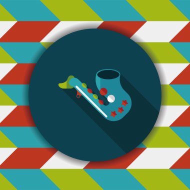 Saksafon düz simgesi ile uzun gölge, eps10