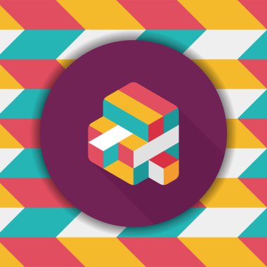 oyuncak küp düz simgesi ile uzun gölge, eps10