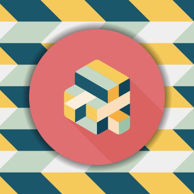 oyuncak küp düz simgesi ile uzun gölge, eps10