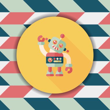 Vintage robot uzun gölge, eps 10 düz simgesi