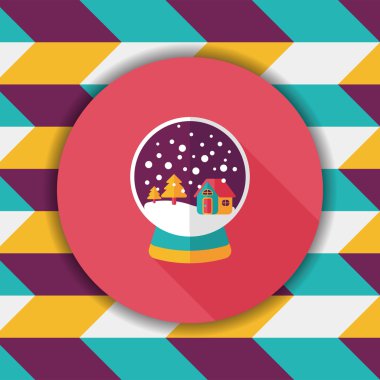 Snow globe ve hediyeler uzun gölge, eps 10 düz simgesi