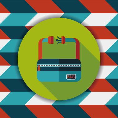 seyahat çantası, uzun gölge ile düz simgesi