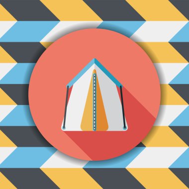 uzun gölge ile turist çadırı düz simgesi