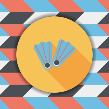 yüzgeçler uzun gölge ile dalış düz simgesi